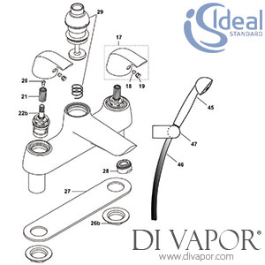 Ideal Standard Ceraplan Bath and Shower Mixer Rim Mounted 2 Hole Tap Spare Parts - IDL DV 196